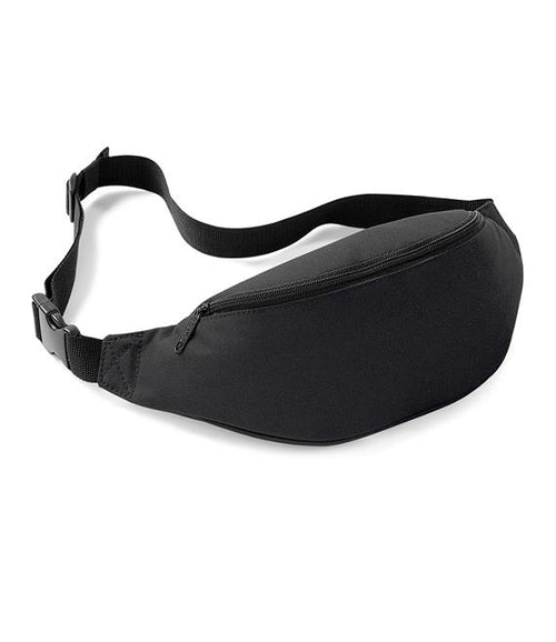 Classic black bum bag with zip closure and adjustable strap